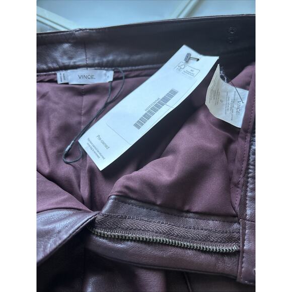 VINCE Burgundy Lamb Leather pant front seam sz 0 See measurements 29 X26 lined - Picture 14 of 16